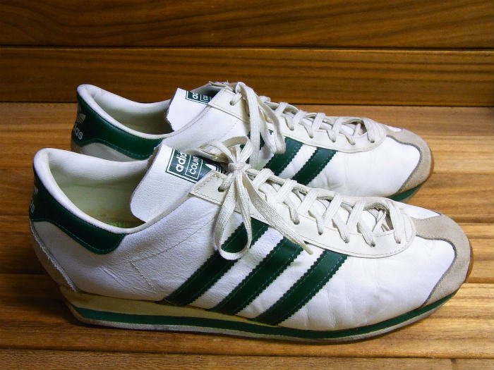 adidas,70s,MADE IN FRANCE,COUNTRY,WHITE,GREEN,vintage,UK9.5,USED