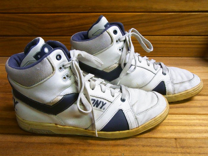 PONY,90s,MADE IN CHINA,BASKETBALL SHOES,WHITE  GRAY,LEATHER,vintage,US8.5,USED