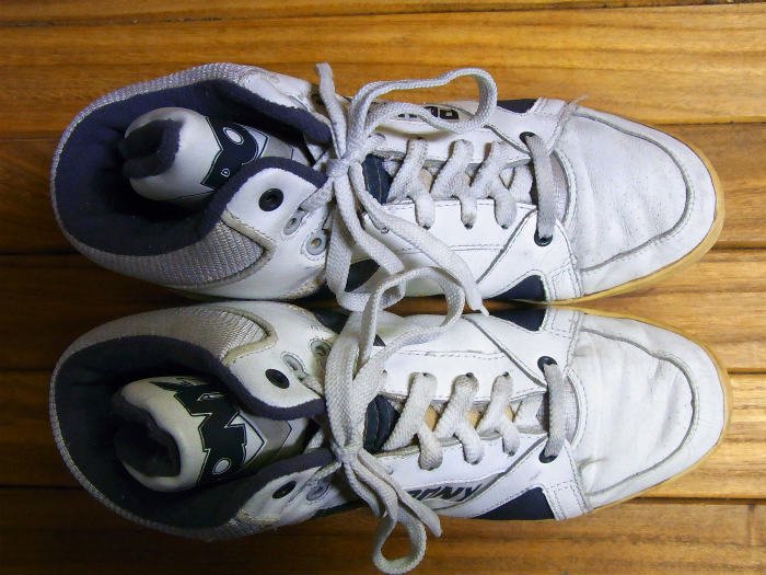 PONY,90s,MADE IN CHINA,BASKETBALL SHOES,WHITE  GRAY,LEATHER,vintage,US8.5,USED