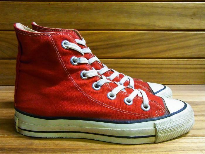 Converse,80s,MADE IN USA,ALL STAR,Hi-top,RED CANVAS,vintage,US3,USED