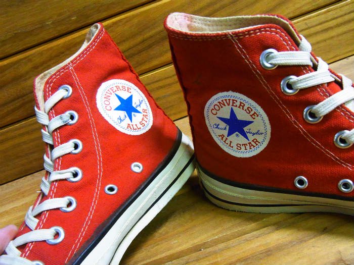 Converse,80s,MADE IN USA,ALL STAR,Hi-top,RED CANVAS,vintage,US3,USED