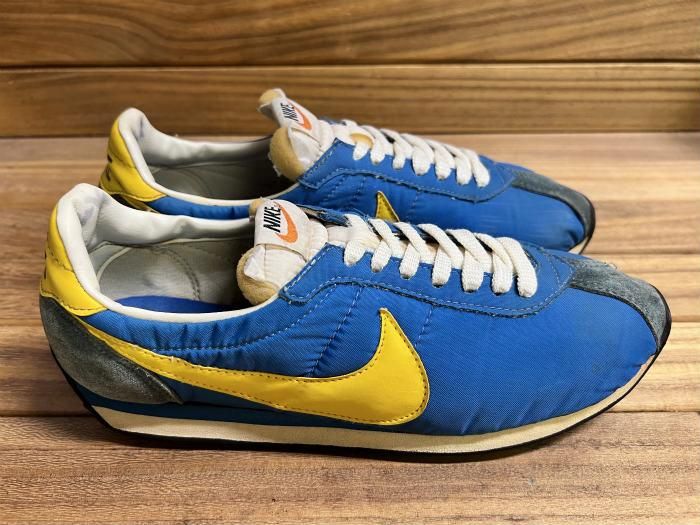 NIKE,70s,MADE IN JAPAN,WAFFLE TRAINER,BLUE/YELLOW,NYLON,US10.5,USED