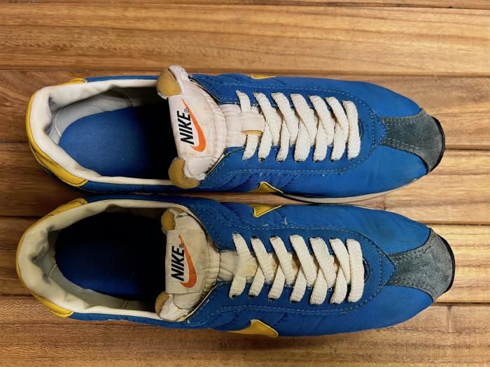 NIKE,70s,MADE IN JAPAN,WAFFLE TRAINER,BLUE/YELLOW,NYLON,US10.5,USED