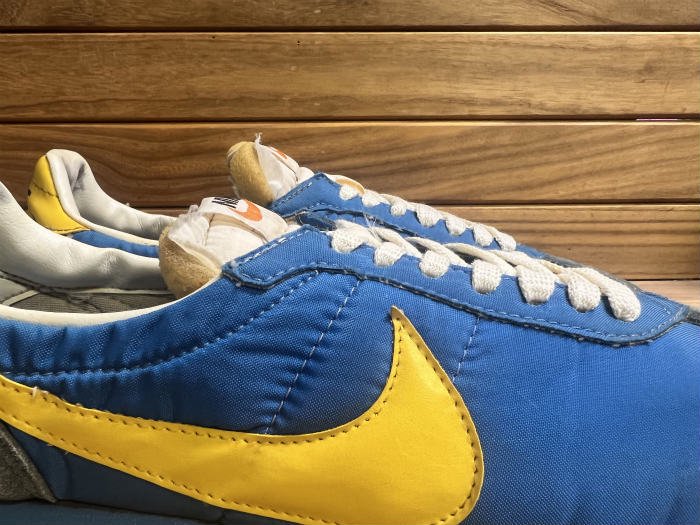 NIKE,70s,MADE IN JAPAN,WAFFLE TRAINER,BLUE/YELLOW,NYLON,US10.5,USED