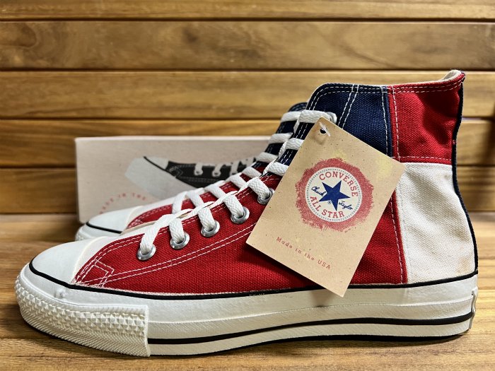 Converse,90s,MADE IN USA,ALL STAR,WHITE/RED/NAVY,Hi,CANVAS ,US8.5,DEAD  STOCK!!