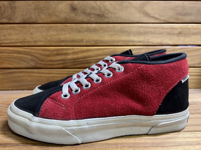 VANS,90s,MADE IN USA,TURF,RED/BLACK,MID,SUEDE ,US8,USED