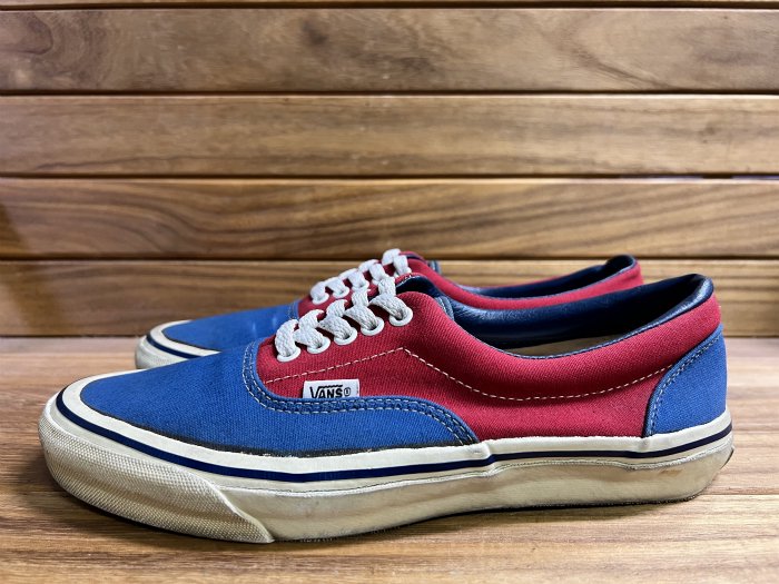 VANS,80s,MADE IN USA,ERA,BLUE/RED,TWO TONE,CANVAS ,US10,USED