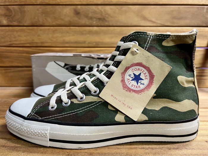 Converse,90s,MADE IN USA,ALL STAR,CANVAS OLIVE CAMOUFLAGE,Hi,US8.5,DEAD  STOCK!!
