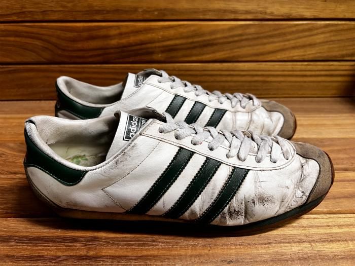 adidas,70s,MADE IN FRANCE,COUNTRY,vintage,WHITE,GREEN,UK11,USED