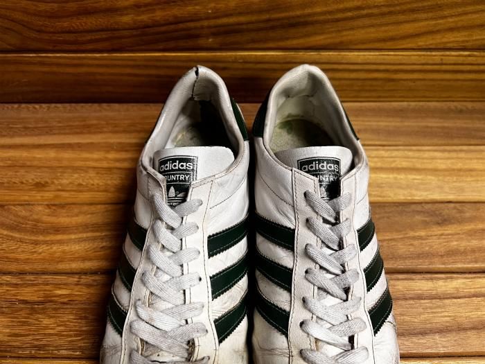 adidas,70s,MADE IN FRANCE,COUNTRY,vintage,WHITE,GREEN,UK11,USED