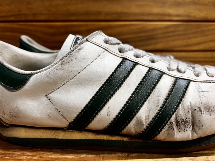adidas,70s,MADE IN FRANCE,COUNTRY,vintage,WHITE,GREEN,UK11,USED