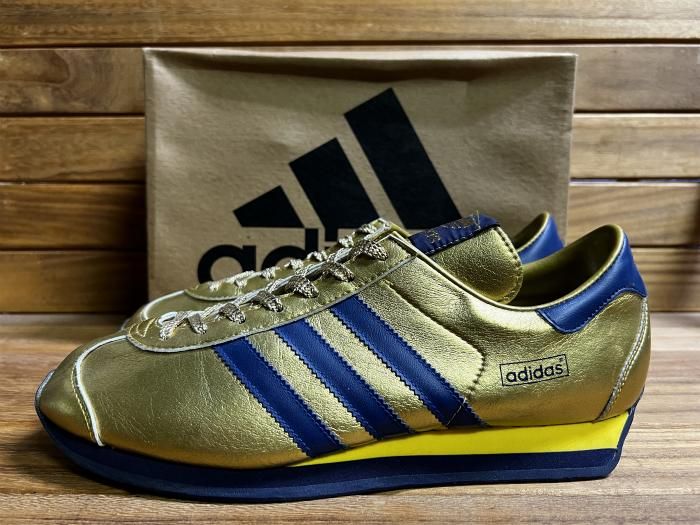 adidas,90s,MADE IN JAPAN,COUNTRY,vintage,GOLD/BLUE,LEATHER,UK9.5 ...