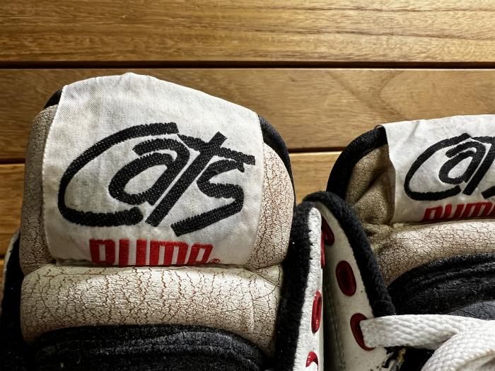 PUMA,80s,MADE IN KOREA,CATS,vintage,WHITE/BLACK,LEATHER,UK9