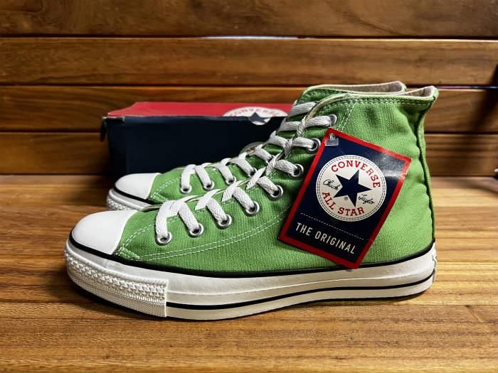 Converse,90s,MADE IN USA,ALL STAR,Hi,LIME GREEN,CANVAS,US8,DEAD 