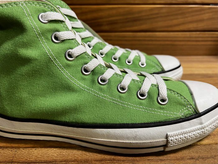 Converse,90s,MADE IN USA,ALL STAR,Hi,LIME GREEN,CANVAS,US8,DEAD 