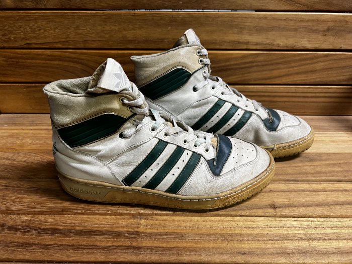 adidas,80s,MADE IN FRANCE,RIVARLY,Hi,GREEN,LEATHER,UK9.5,USED