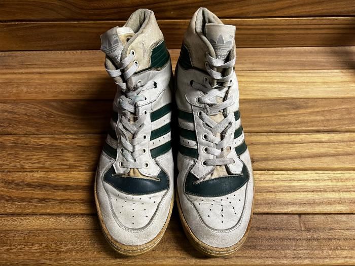 adidas,80s,MADE IN FRANCE,RIVARLY,Hi,GREEN,LEATHER,UK9.5,USED