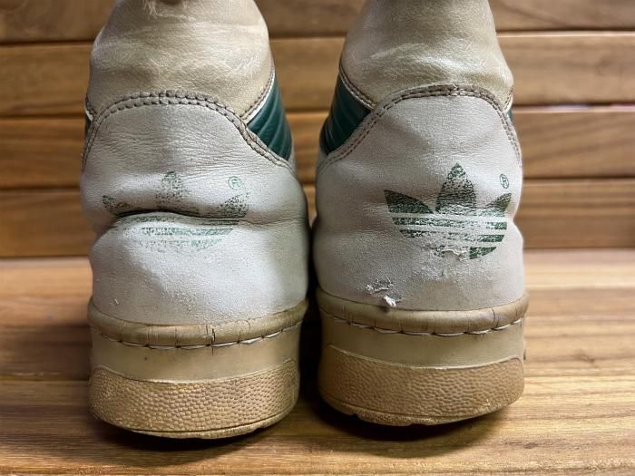adidas,80s,MADE IN FRANCE,RIVARLY,Hi,GREEN,LEATHER,UK9.5,USED