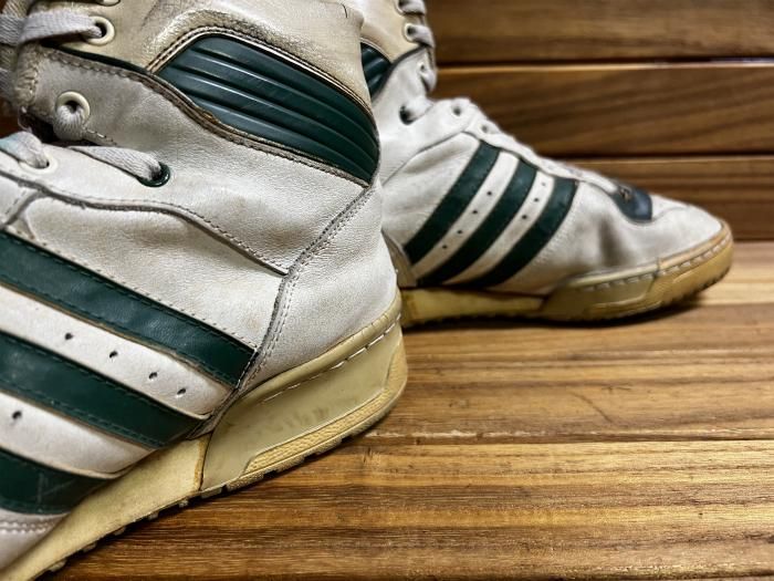adidas,80s,MADE IN FRANCE,RIVARLY,Hi,GREEN,LEATHER,UK9.5,USED