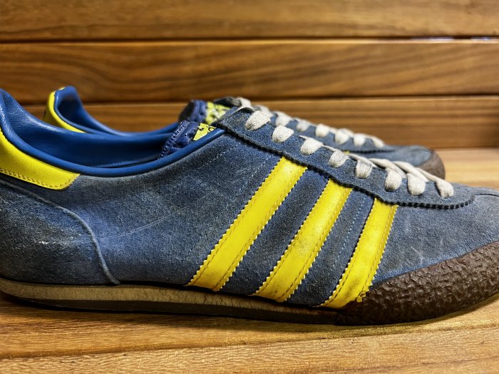 adidas,80s,MADE IN WEST GERMANY,SUEDE,Low,BLUE YELLOW,LEATHER,UK9 