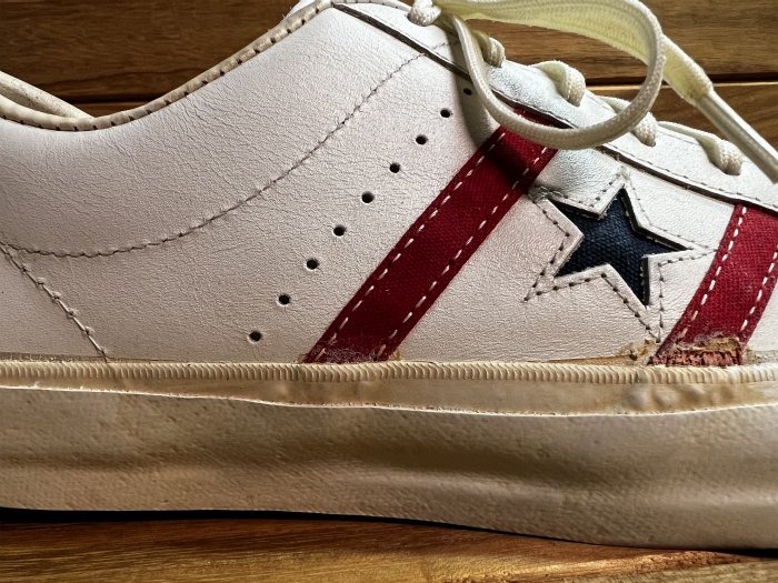 Converse,60s,MADE IN USA,JACK STAR,OX,WHITE RED NAVY,LEATHER,US10,DEAD  STOCK!!