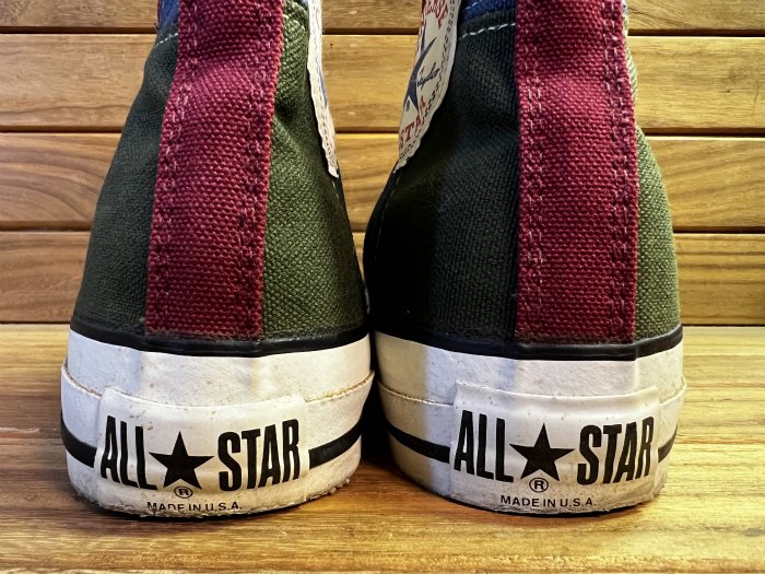 Converse,90s,MADE IN USA,ALL STAR,Hi,BLUE/GREEN/MAROON,CANVAS,US7.5,USED