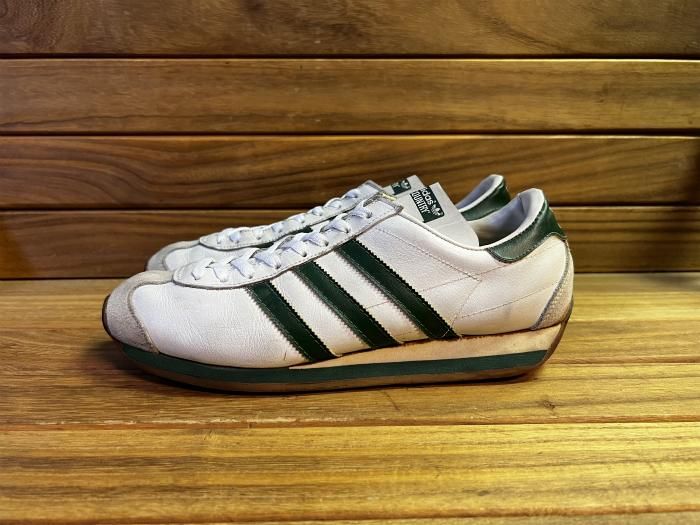 adidas,80s,MADE IN FRANCE,COUNTRY,WHITE/GREEN,LEATHER,UK8,USED