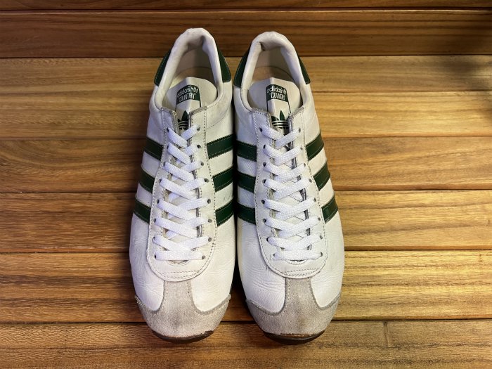 adidas,80s,MADE IN FRANCE,COUNTRY,WHITE/GREEN,LEATHER,UK8,USED