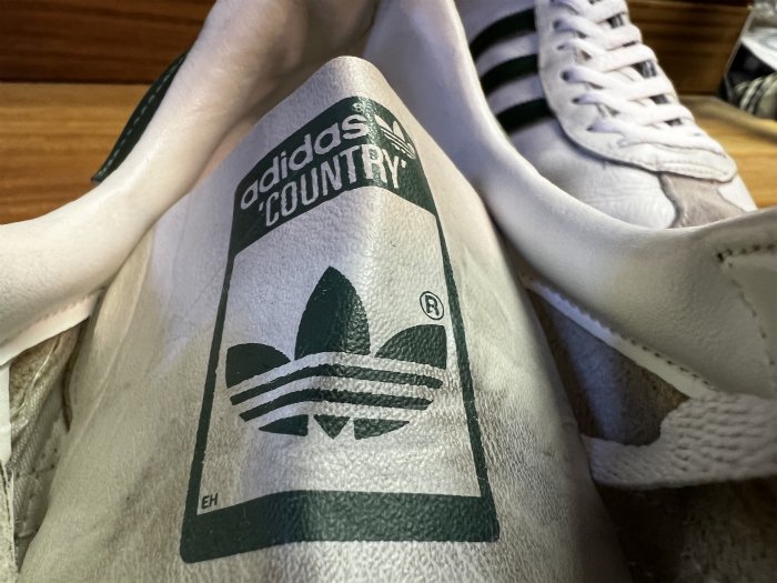 adidas,80s,MADE IN FRANCE,COUNTRY,WHITE/GREEN,LEATHER,UK8,USED