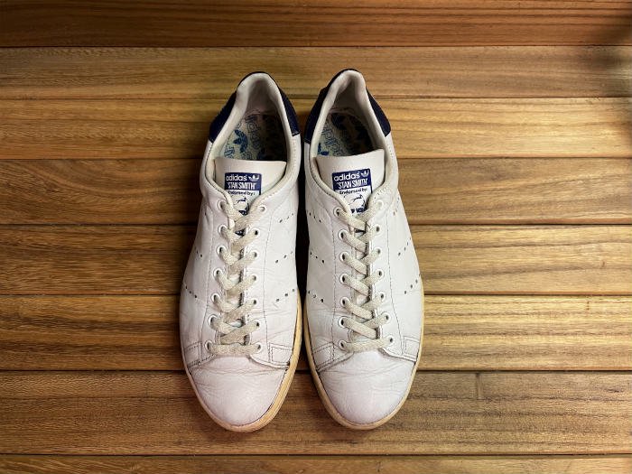 adidas,80s,MADE IN FRANCE,STAN SMITH ,OX,TENNIS,WHITE NAVY,UK8,USED