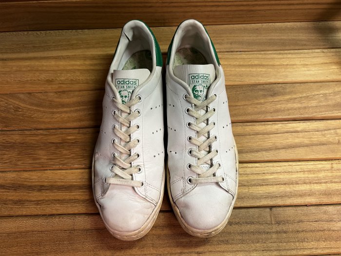 adidas,MADE IN FRANCE,STAN SMITH,vintage,LEATHER,WHITE/GREEN,UK9,USED