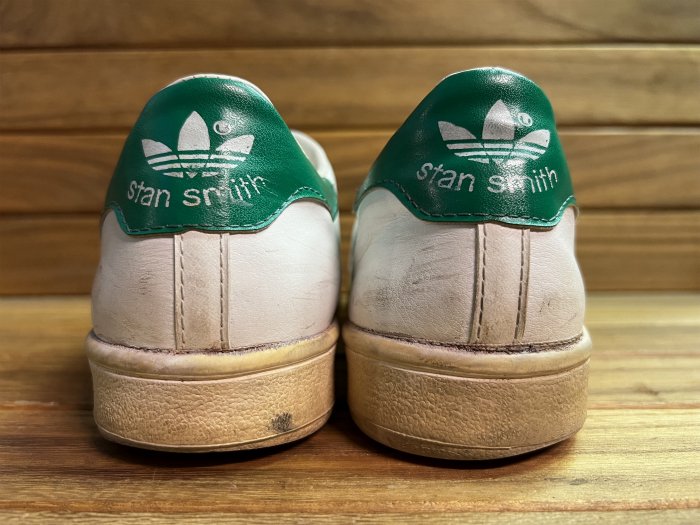 adidas,MADE IN FRANCE,STAN SMITH,vintage,LEATHER,WHITE/GREEN,UK9,USED