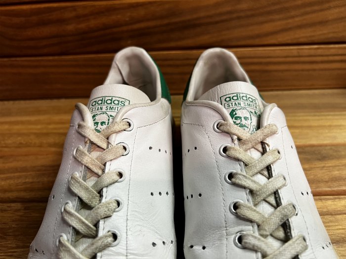 adidas,MADE IN FRANCE,STAN SMITH,vintage,LEATHER,WHITE/GREEN,UK9,USED