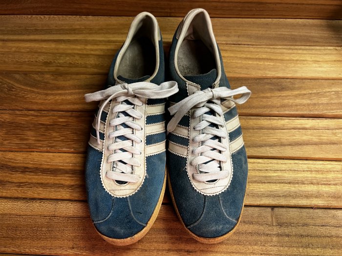 adidas,MADE IN WEST GERMANY, Athen,vintage,SUEDE LEATHER,BLUE WHITE,UK9,USED