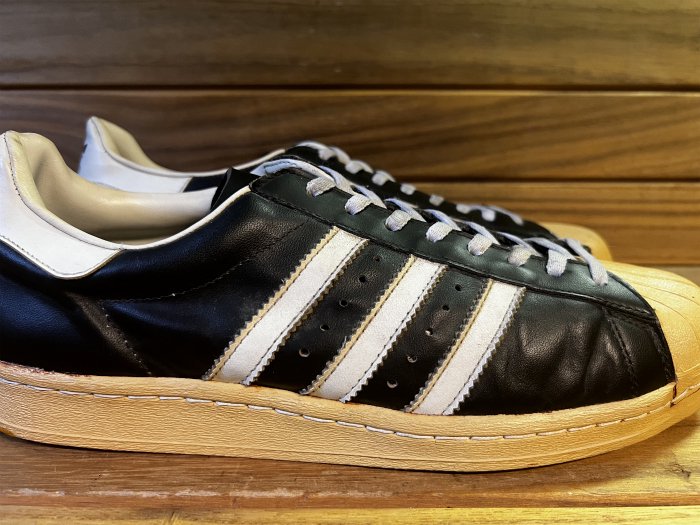 adidas,MADE IN FRANCE,80s,vintage,SUPER STAR,OX, BLACK,UK11,USED