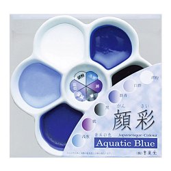 顔彩 梅皿　Aquatic Blue