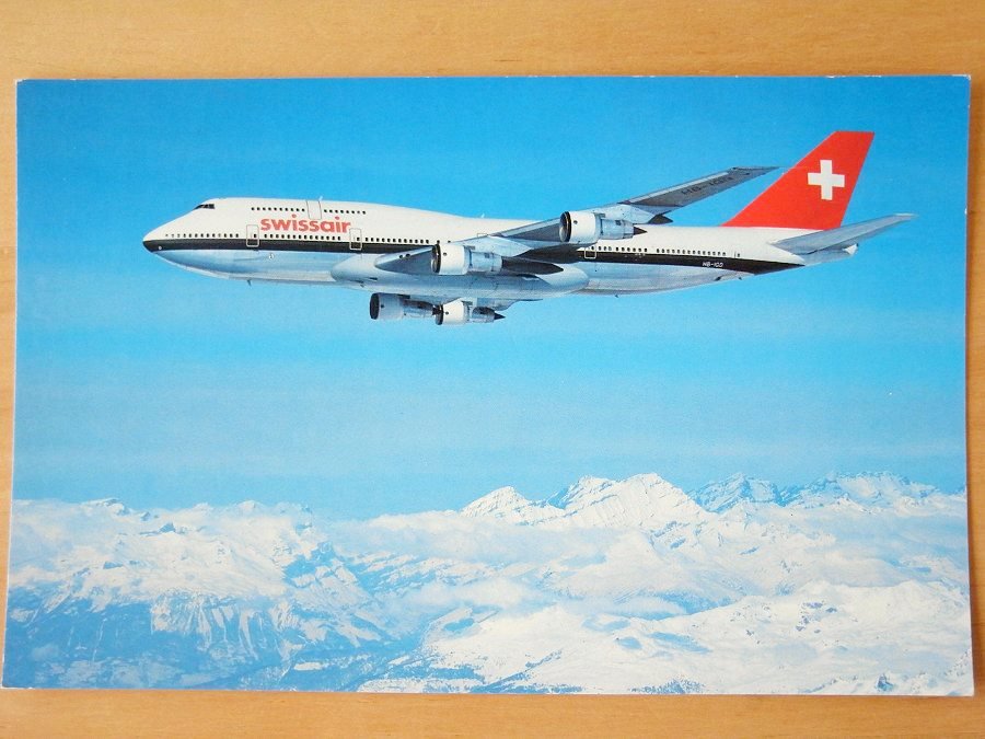 【スイス｜スイス航空/SWISSAIR｜ボーイング/BOEING 747 ジャンボジェット｜ポストカード】-福岡｜エッグプラント・エッグ