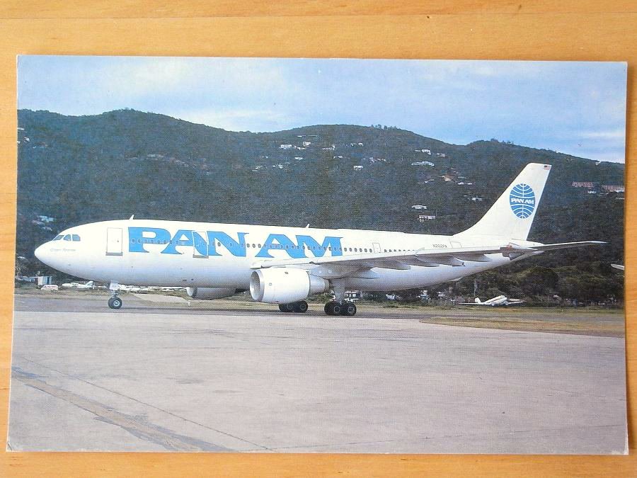 【アメリカ｜パンナム/パン・アメリカン航空/Pan American Airways｜エアバス/AIRBUS  A300｜ポストカード】-福岡｜エッグプラント・エッグ｜エアライングッズ