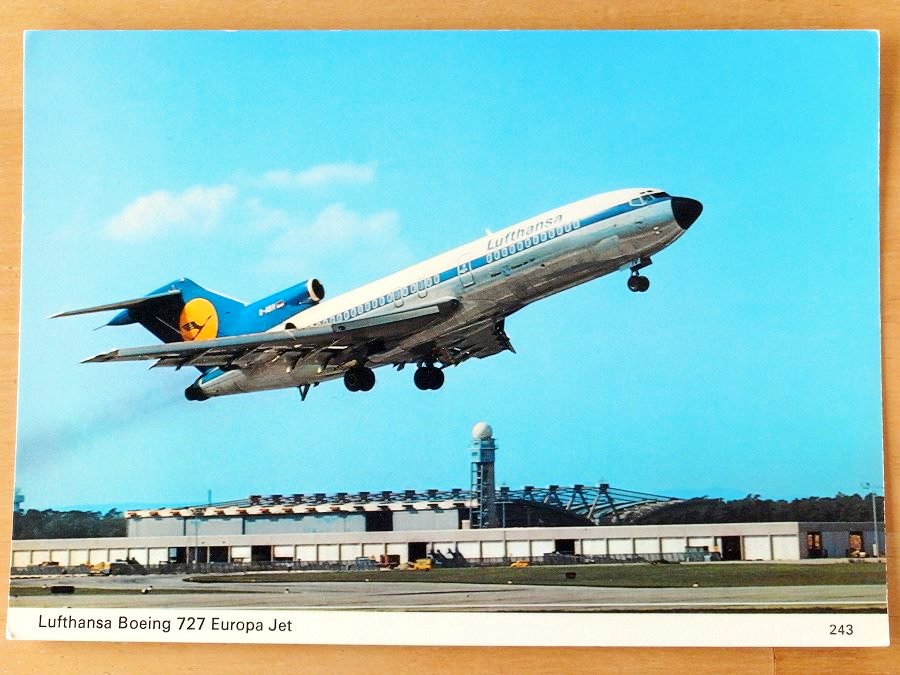 【ドイツ｜ルフトハンザ・ドイツ航空/LUFTHANSA｜ボーイング/BOEING 727｜ポストカード】-福岡｜エッグプラント・エッグ｜エアライングッズ