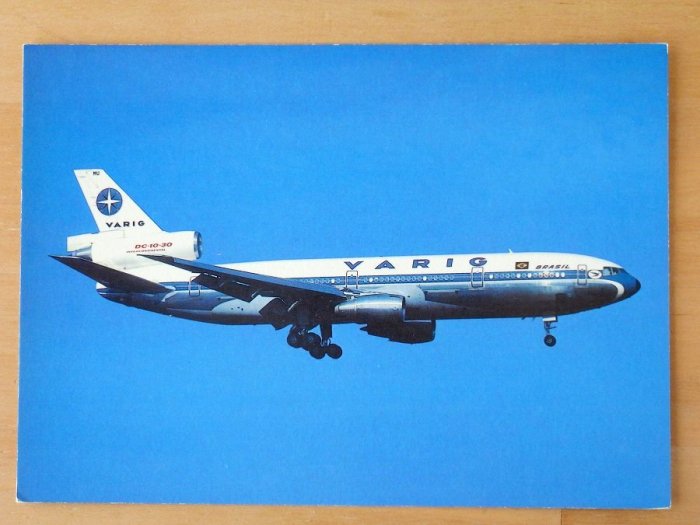 【ブラジル｜ヴァリグ・ブラジル航空/VARIG｜マクダネル・ダグラス/McDonnell Douglas  DC-10｜ポストカード】-福岡｜エッグプラント・エッグ｜エアライングッズ