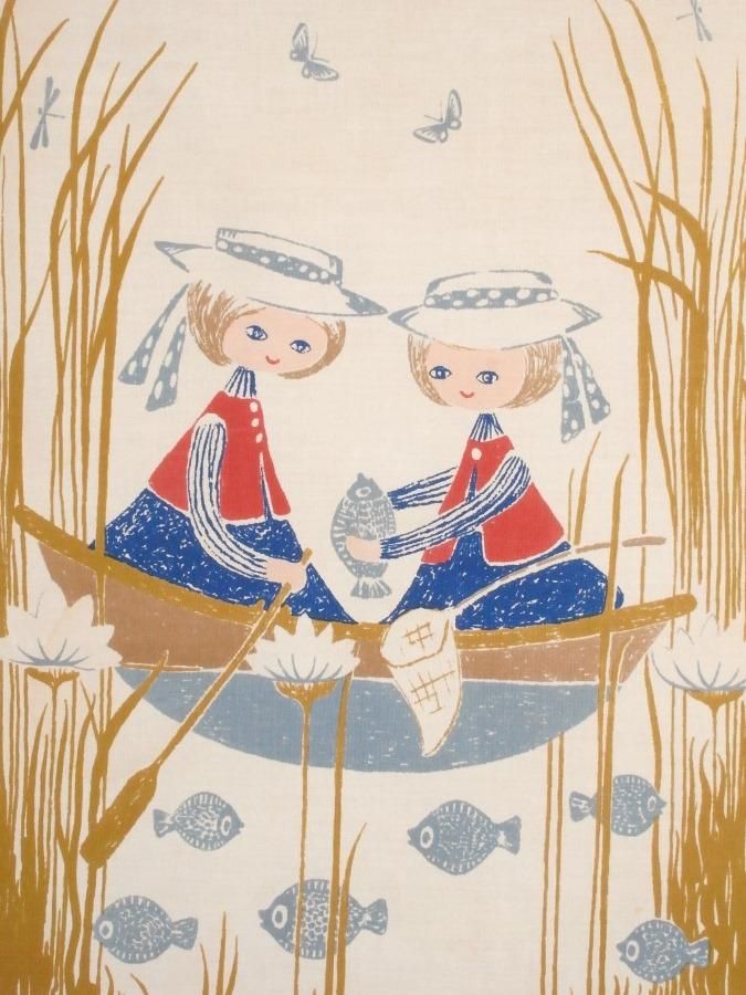 サカナ取りを楽しむ双子の姉妹｜Aase og Preben Jangaard デザイン