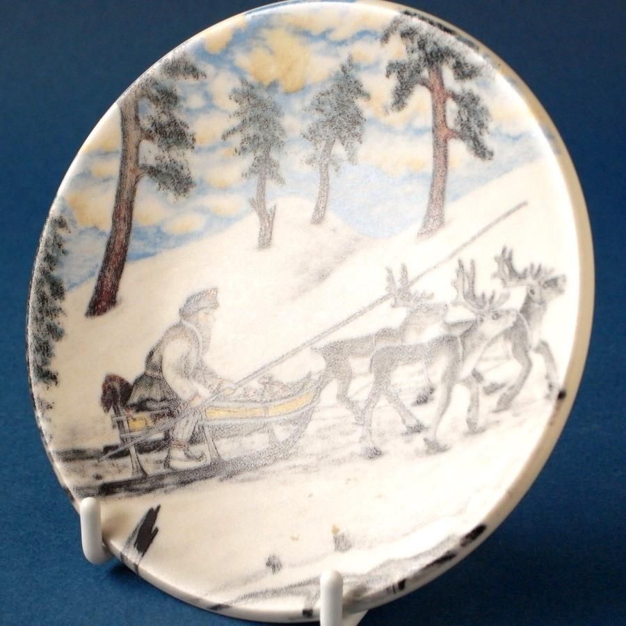 ARABIA Made in Finland アンティーク動物イラストの陶器皿 ARABIA Made in Finland アンティーク動物イラストの陶器皿