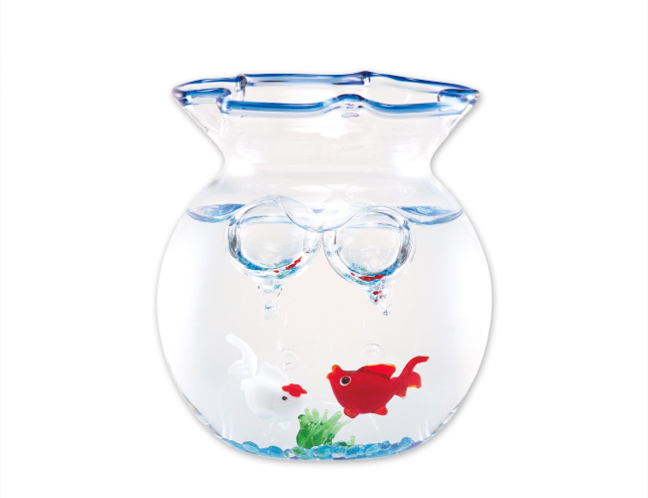 小さな青の金魚鉢セット　赤＆白の商品イメージ