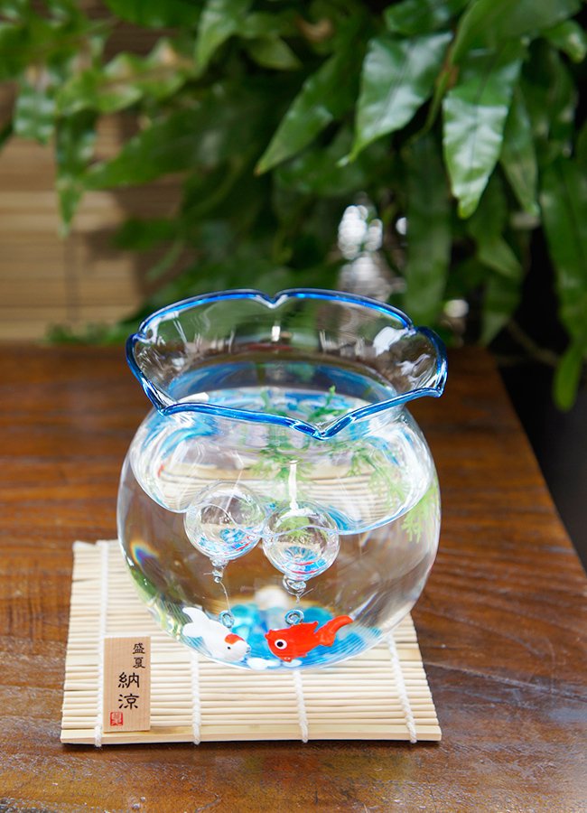 レトロ ガラス鉢 三足ガラス鉢 金魚鉢 メダカ鉢 切子ガラス - 雑貨