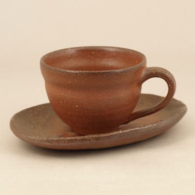 備前焼　コーヒーカップ＆ソーサー - 備前焼　陶た