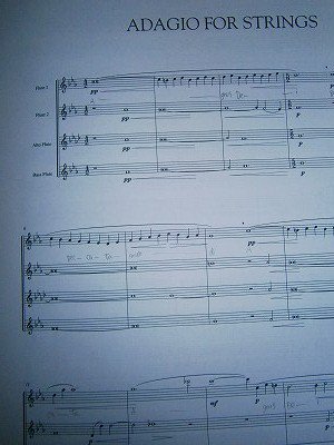 バーバー Samuel Barber / Adagio for Strings (Arranged for 4 flutes 