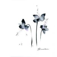 DUEALBERI | BLACK FLOWERS WATERCOLOR PRINT | A3 ȥץ/ݥξʲ
