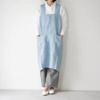 not PERFECT LINEN | PINAFORE - SQUARE CROSS LINEN APRON (swedish blue) | ץ ͥ  ȥ˥ ̲ 첤ξʲ