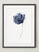 COLOR WATERCOLOR | Abstract Navy Flower Art Print | A3 ȥץ/ݥξʲ