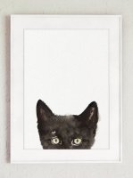 ڥͥݥ̵COLOR WATERCOLOR | Peeking Cat Art Print | A4 ȥץ/ݥξʲ